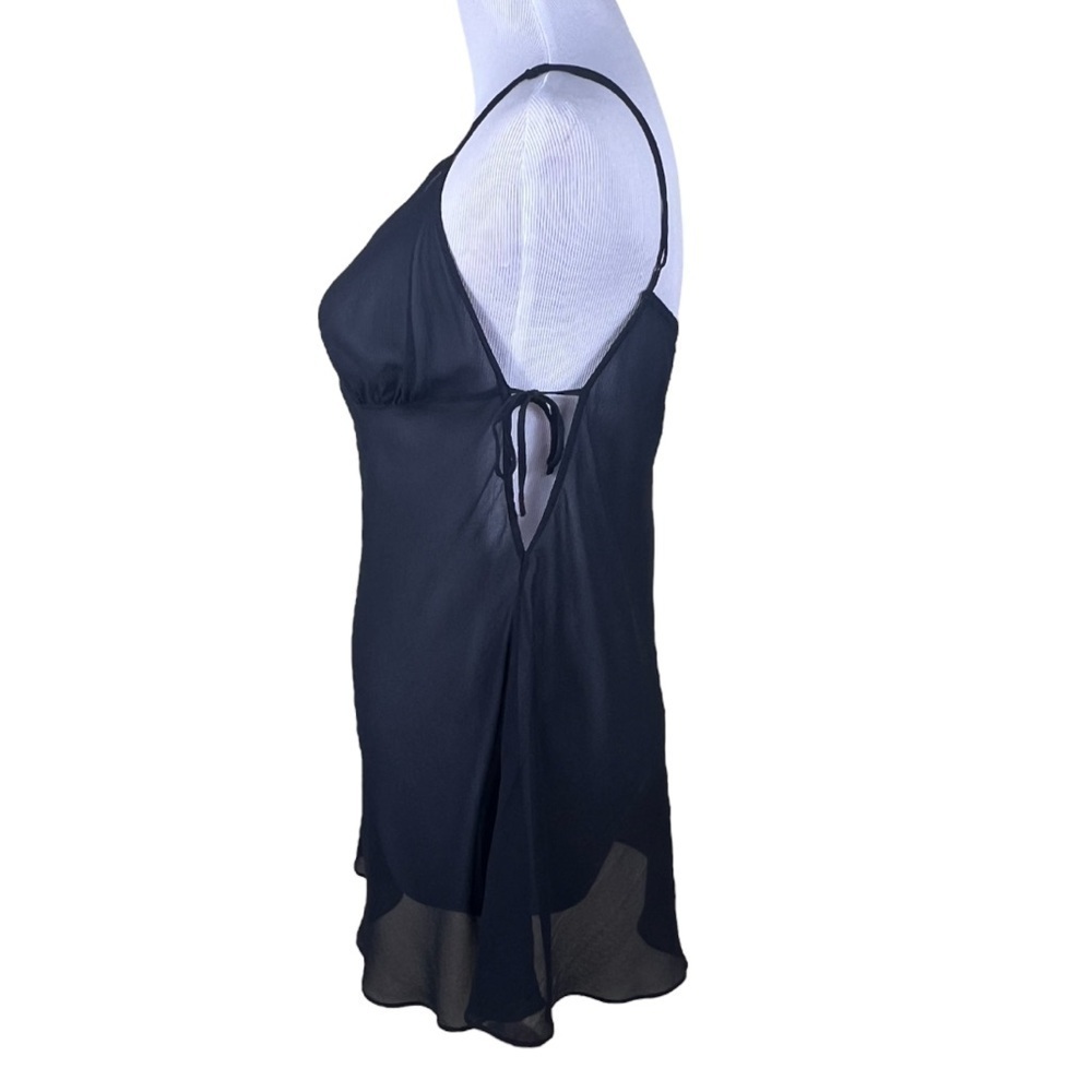 Vintage Victoria’s Secret Babydoll 100% Silk Sheer Nightie Slip Large Black - Picture 3 of 11